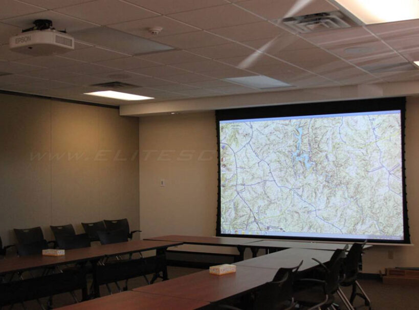 Evanesce Tab-Tension Series, In-ceiling motorized projector screen