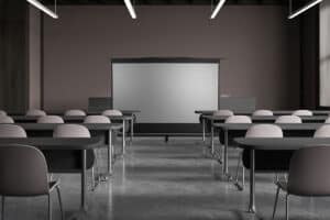 Quality commercial projector screen ideal for professional settings.