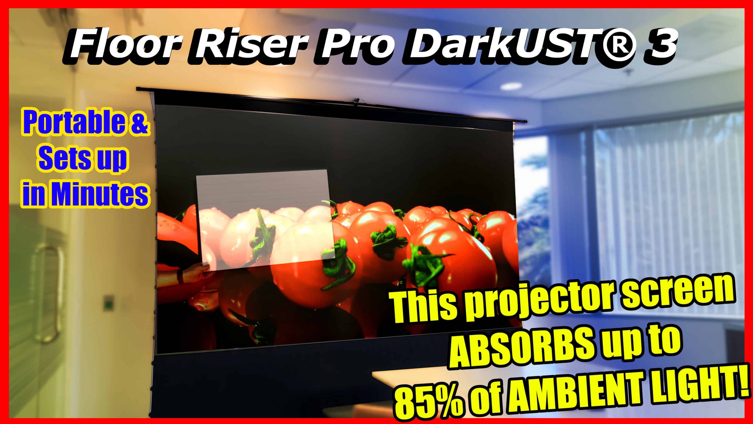 Commercial grade projector screen for professional presentations and home theaters.