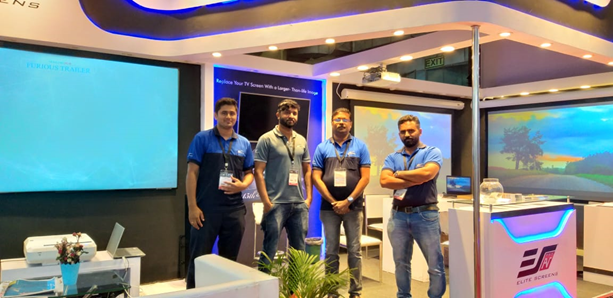 The Elite Screens India Team at InfoComm India 2019 in Mumbai