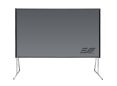 Commercial grade projector screen with sturdy stand for presentations and meetings.