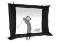 High-quality black projector screen with a golfer silhouette for presentations.
