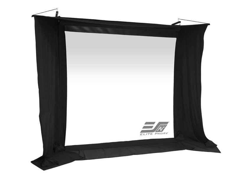 EliteProAV Commercial Projector Screen High-quality black projector screen for professional presentations and home theaters.