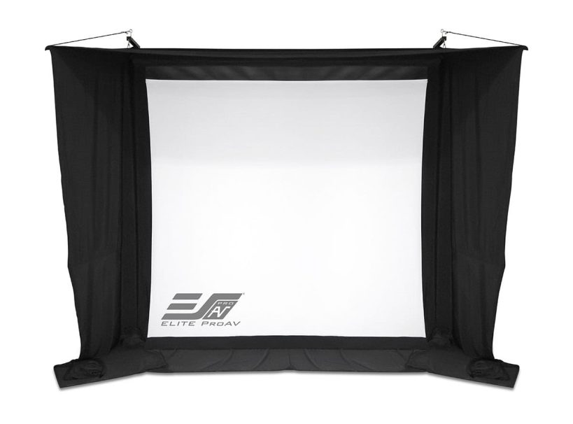 EliteProAV Commercial Projector Screen High-quality black frame commercial projector screen for presentations.