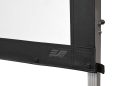 Commercial grade projector screen with durable black frame and sturdy mounting hardware.