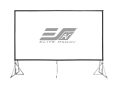 Commercial grade projector screen with sturdy tripod stands for presentations.