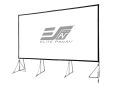 Commercial grade projector screen with sturdy tripod stands for presentations.