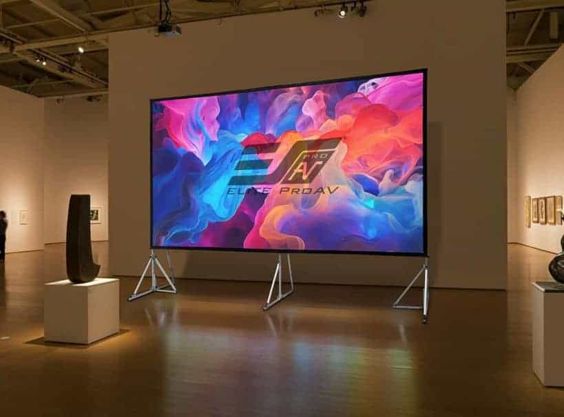 EliteProAV Projector Screen Display High-quality commercial projector screen for professional presentations and events.