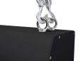 Heavy-duty projector screen mounting bracket with chain and hooks.